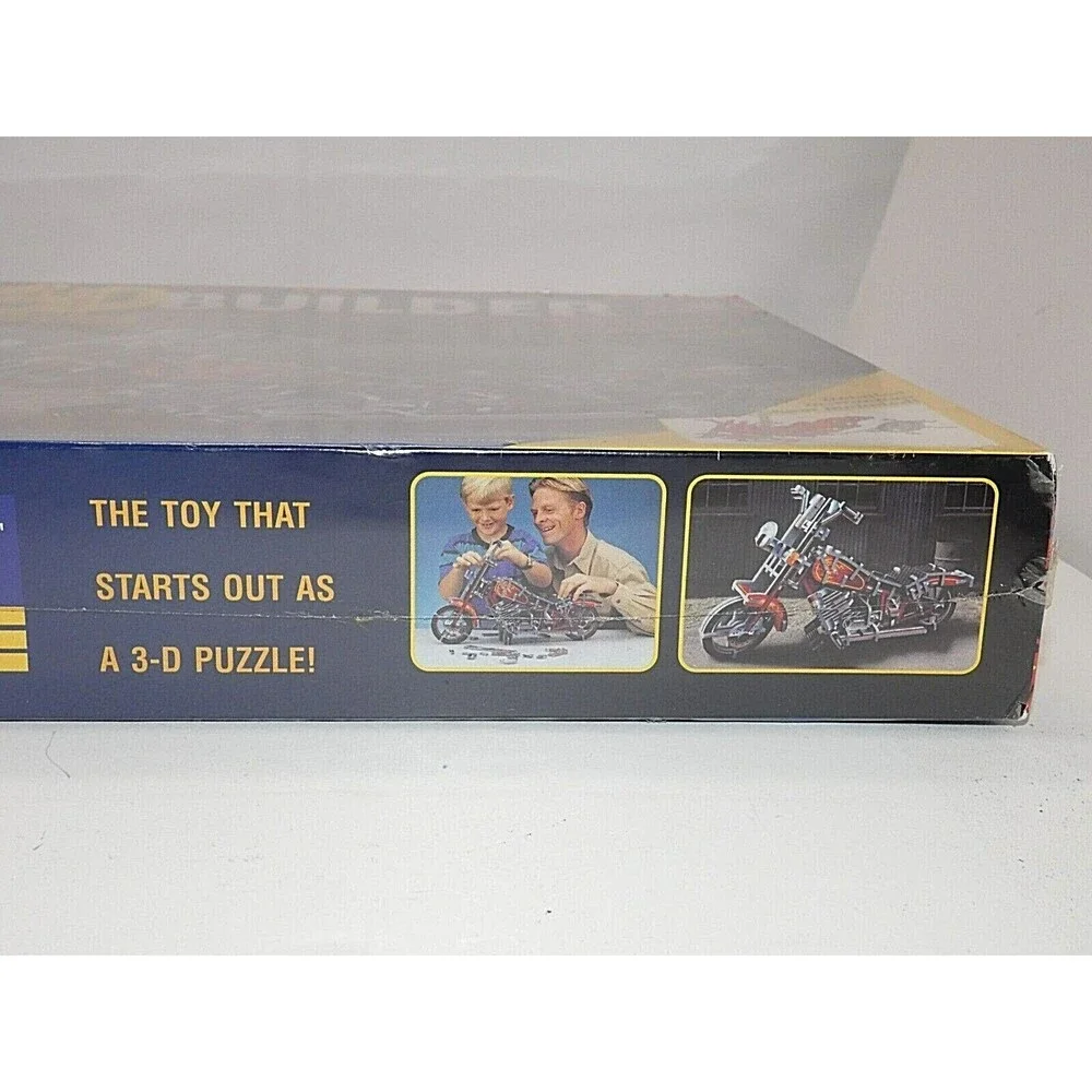 Play Hut 3:D Builder Motorcycle Puzzle Toy Wheels Move 117 Pcs Vintage 1996 New